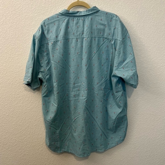 Paper Denim & Cloth Blue Mini Flamingo Print Button Down Novelty Shirt- Size 2X - Picture 9 of 12